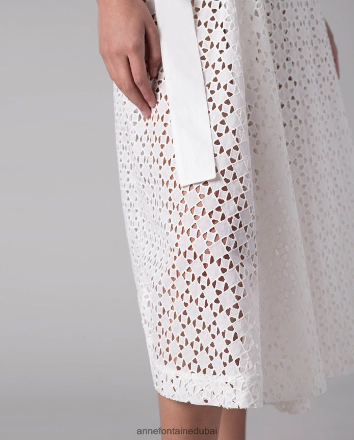 ملابس عبد اللطيف Anne Fontaine نحيف تنورة كالياري تنورة على شكل حرف A أبيض T622DL353