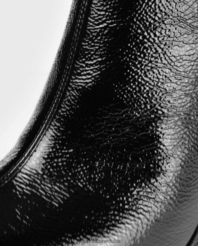 أحذية عبد اللطيف Anne Fontaine نحيف حذاء Aden Boot مصنوع من الجلد الحائز على براءة اختراع أسود T622DL13