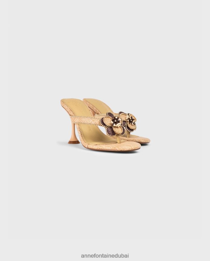 أحذية عبد اللطيف Anne Fontaine نحيف صندل بكعب من الجوت بكعب من Anitz مع مشابك قابلة للإزالة ذهب T622DL24