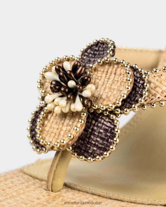 أحذية عبد اللطيف Anne Fontaine نحيف صندل بكعب من الجوت بكعب من Anitz مع مشابك قابلة للإزالة ذهب T622DL24