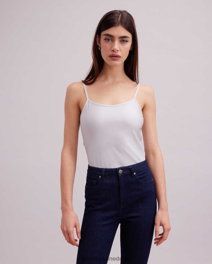 ملابس عبد اللطيف Anne Fontaine نحيف قميص داخلي من Cintia قميص قصير بحزام رفيع الرمادي الفضي T622DL298