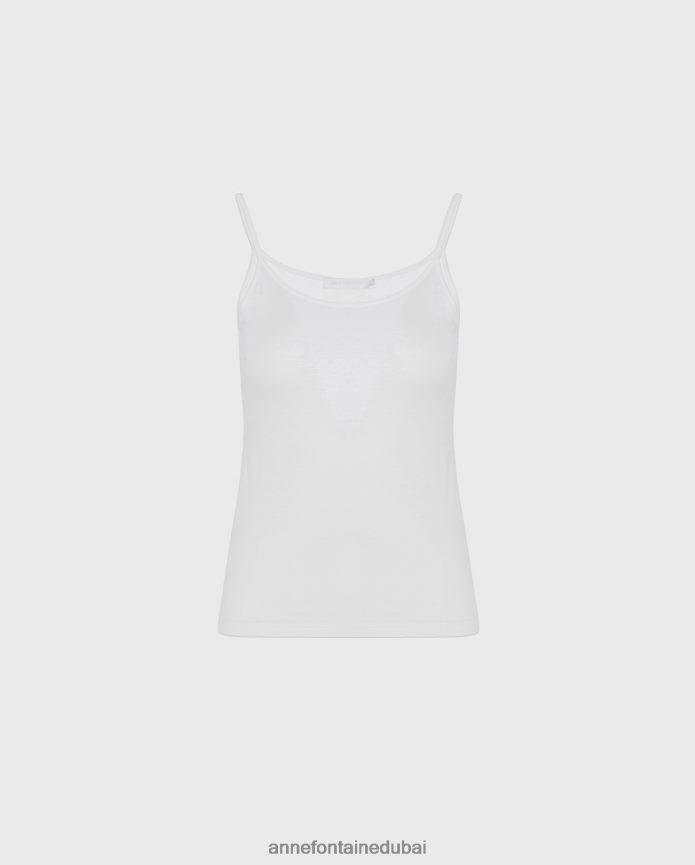 ملابس عبد اللطيف Anne Fontaine نحيف قميص داخلي من Cintia قميص قصير بحزام رفيع الرمادي الفضي T622DL298