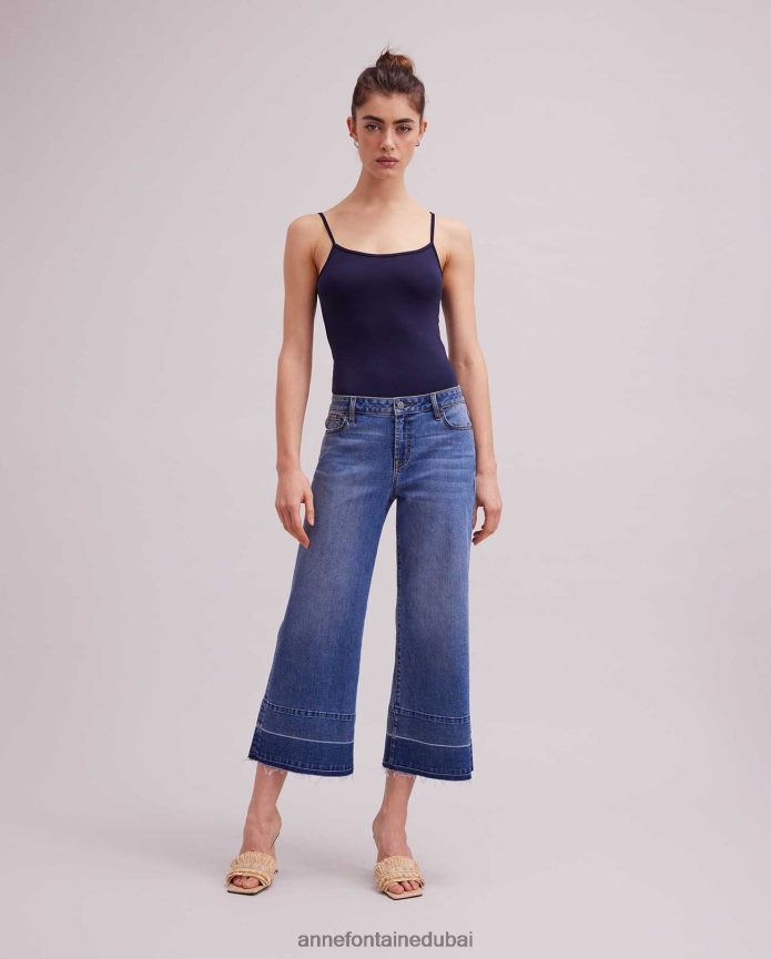 ملابس عبد اللطيف Anne Fontaine نحيف قميص داخلي من Cintia قميص داخلي مطاطي بأشرطة رفيعة أزرق T622DL301