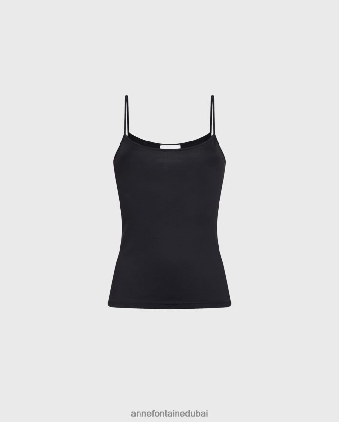 ملابس عبد اللطيف Anne Fontaine نحيف قميص داخلي من Cintia قميص داخلي رقيق ناعم ومطاط أسود T622DL302