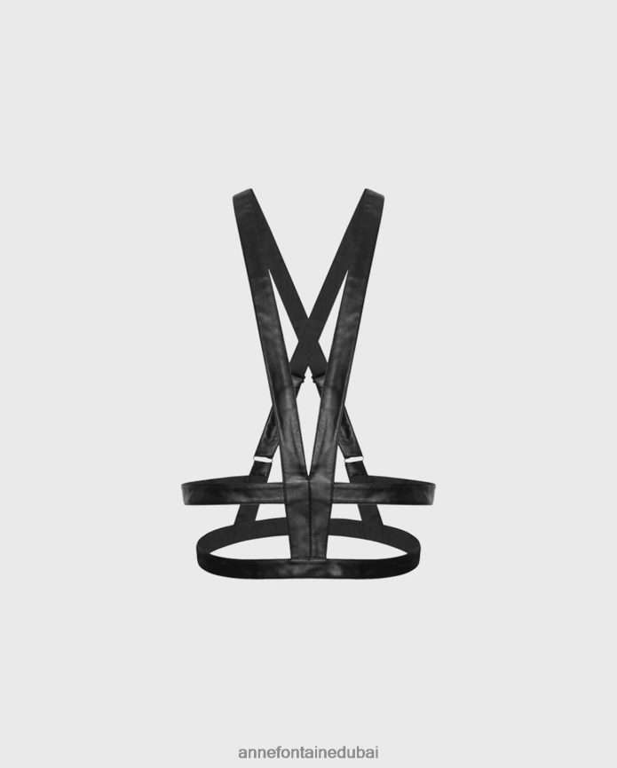 مُكَمِّلات عبد اللطيف Anne Fontaine نحيف حزام Enya من الجلد الصناعي أسود T622DL576