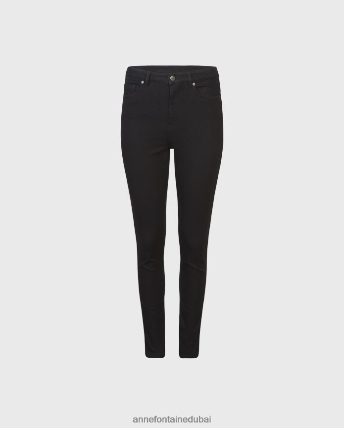 ملابس عبد اللطيف Anne Fontaine نحيف بنطلون جينز كلاسيكي من قماش الدنيم Fable بخمسة جيوب أسود T622DL329