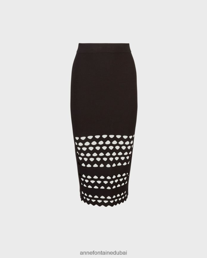ملابس عبد اللطيف Anne Fontaine نحيف تنورة منسوجة من Litho مع تفاصيل مقصوصة أسود T622DL330
