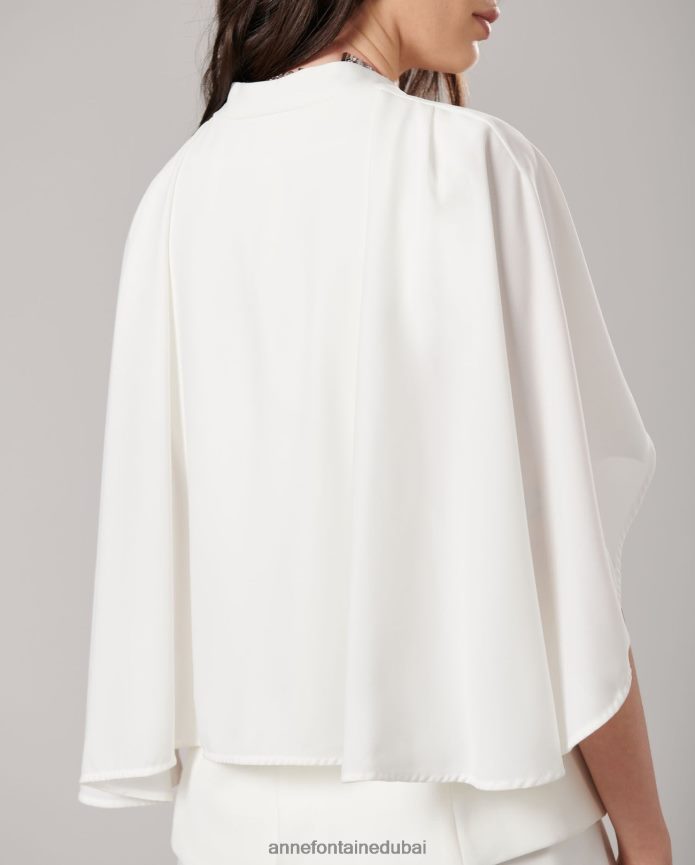 ملابس عبد اللطيف Anne Fontaine نحيف سترة Myliane سترة كريب بلا أكمام مع الرأس أبيض T622DL400