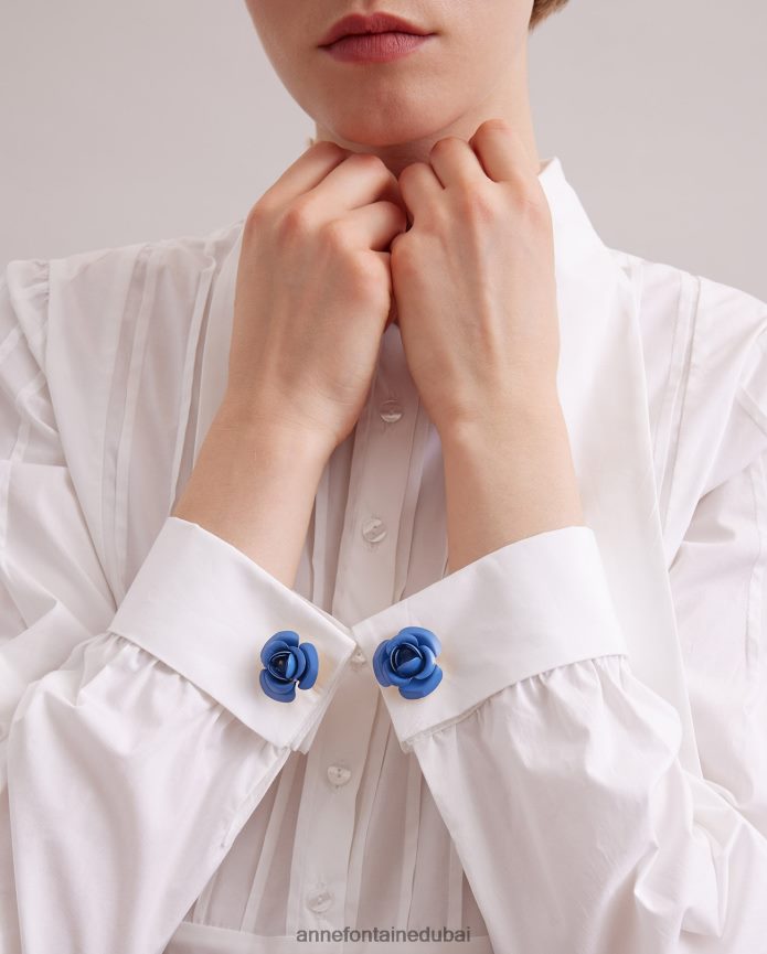 مُكَمِّلات عبد اللطيف Anne Fontaine نحيف أزرار أكمام Neissy أزرار أكمام كلاسيكية على شكل زهرة البحرية المظلمة T622DL571