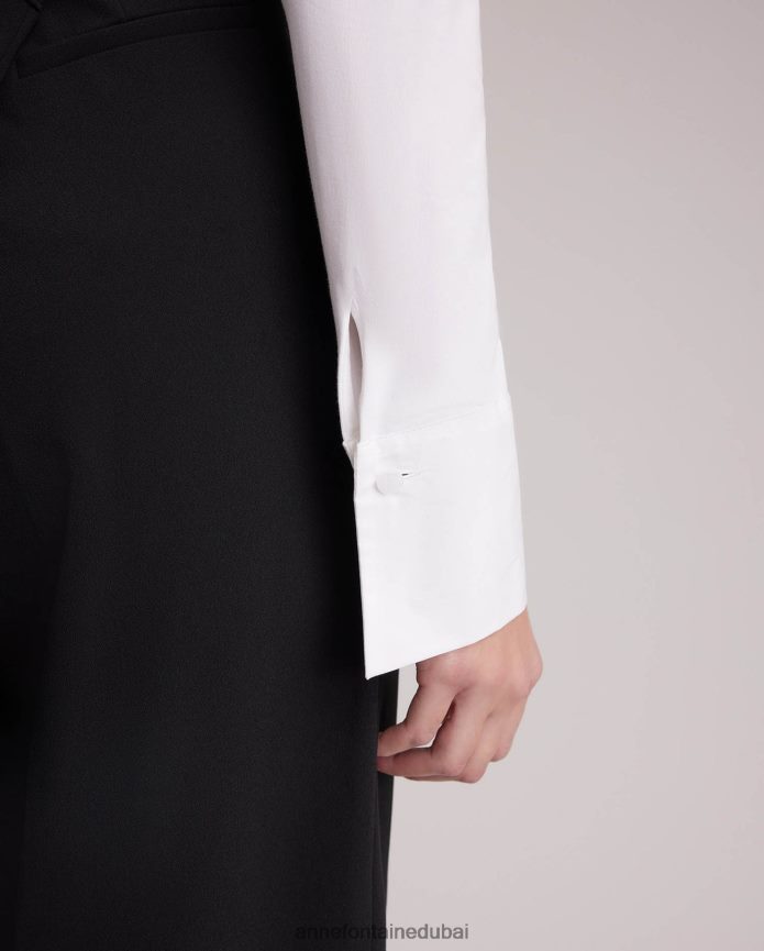 ملابس عبد اللطيف Anne Fontaine نحيف قميص Nuage قميص بياقة وأكمام طويلة مع أزرار أكمام أبيض T622DL141