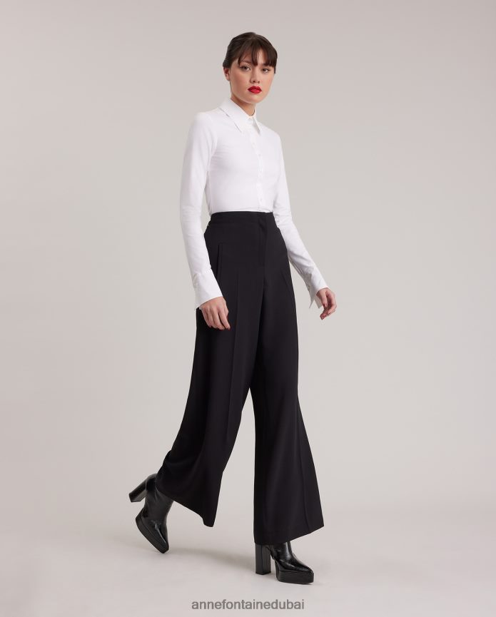 ملابس عبد اللطيف Anne Fontaine نحيف قميص Nuage قميص بياقة وأكمام طويلة مع أزرار أكمام أبيض T622DL141