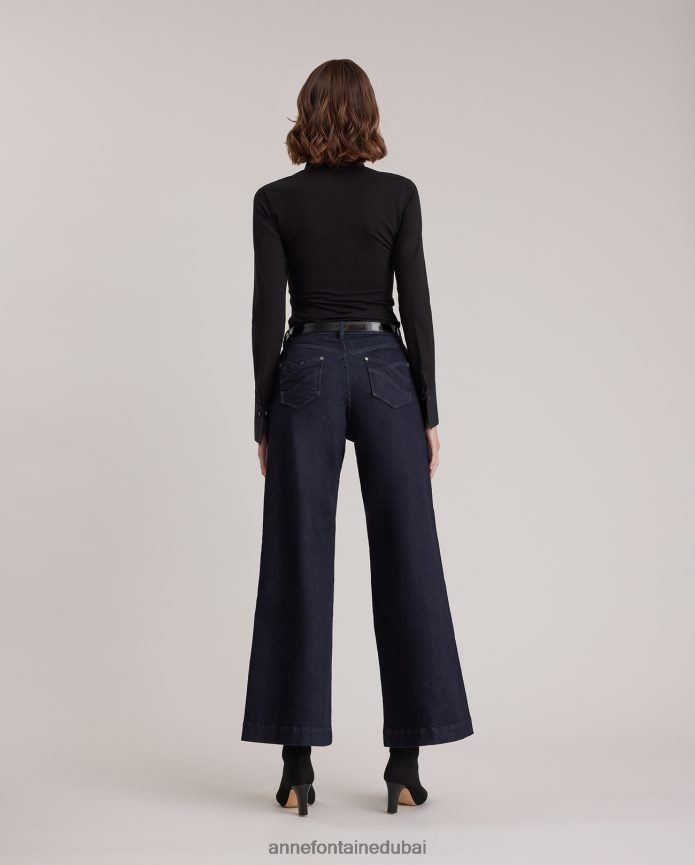 ملابس عبد اللطيف Anne Fontaine نحيف قميص Nuage قميص بياقة وأكمام طويلة مع أزرار أكمام أسود T622DL187