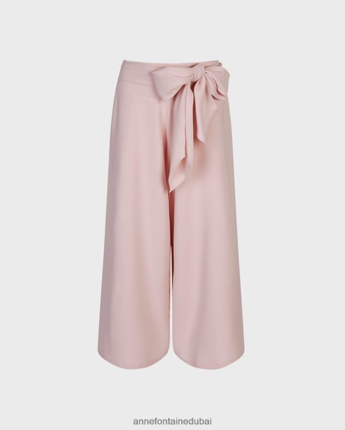 ملابس عبد اللطيف Anne Fontaine نحيف بنطال Roseraie قصير بأرجل واسعة مع حزام ربط لون القرنفل T622DL314