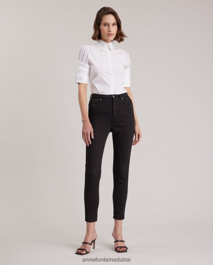 ملابس عبد اللطيف Anne Fontaine نحيف إنزا قميص قميص البوبلين مع لهجة ثلاثة الأصفاد أبيض T622DL123