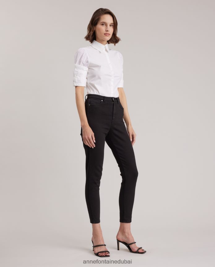 ملابس عبد اللطيف Anne Fontaine نحيف إنزا قميص قميص البوبلين مع لهجة ثلاثة الأصفاد أبيض T622DL123