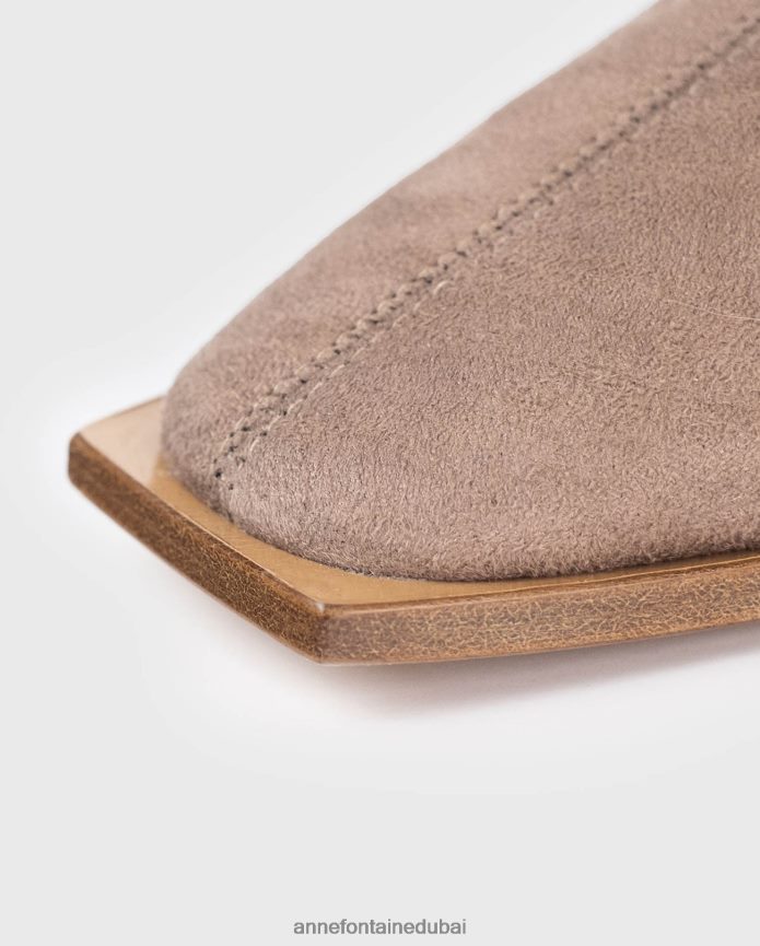 أحذية عبد اللطيف Anne Fontaine نحيف حذاء من جلد الغزال بكعب مكدس رمادي T622DL14