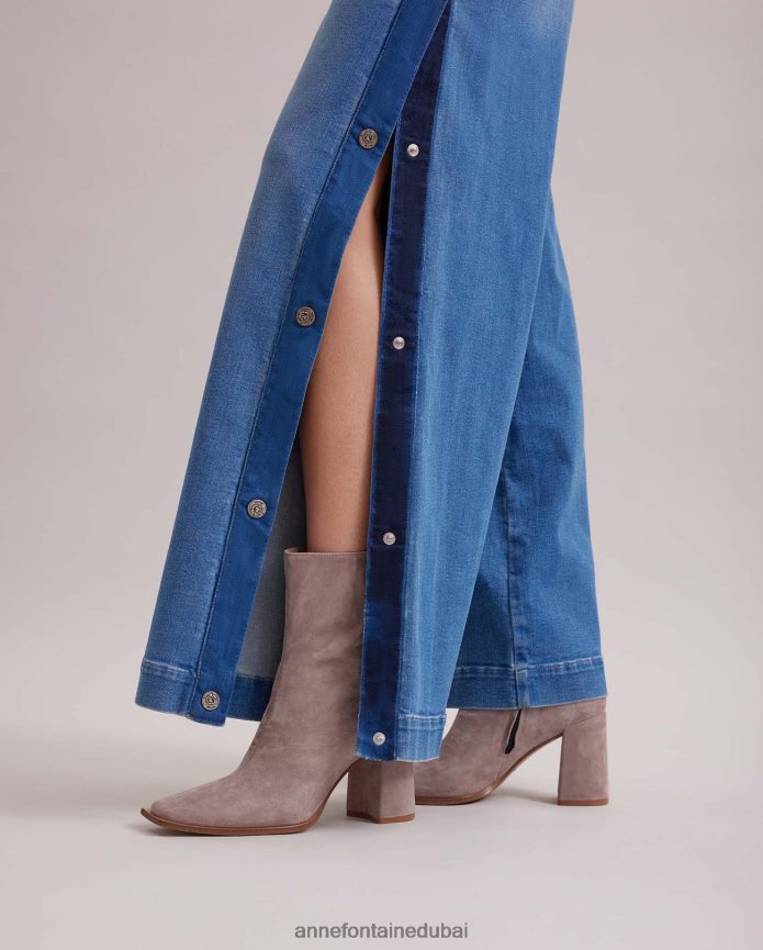 أحذية عبد اللطيف Anne Fontaine نحيف حذاء من جلد الغزال بكعب مكدس رمادي T622DL14