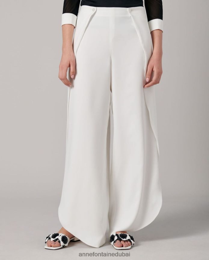 أحذية عبد اللطيف Anne Fontaine نحيف صندل كولورادو صندل مسطح من الجلد مع زهور ثلاثية الأبعاد أبيض T622DL18