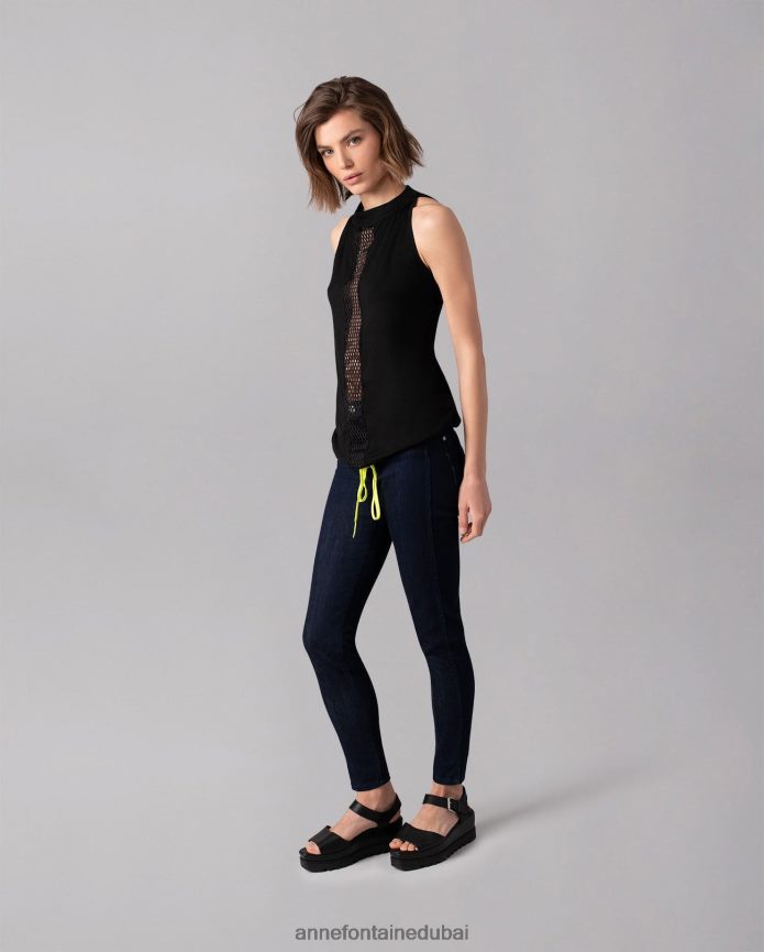 أحذية عبد اللطيف Anne Fontaine نحيف صندل فيتو صندل من الجلد أسود T622DL21