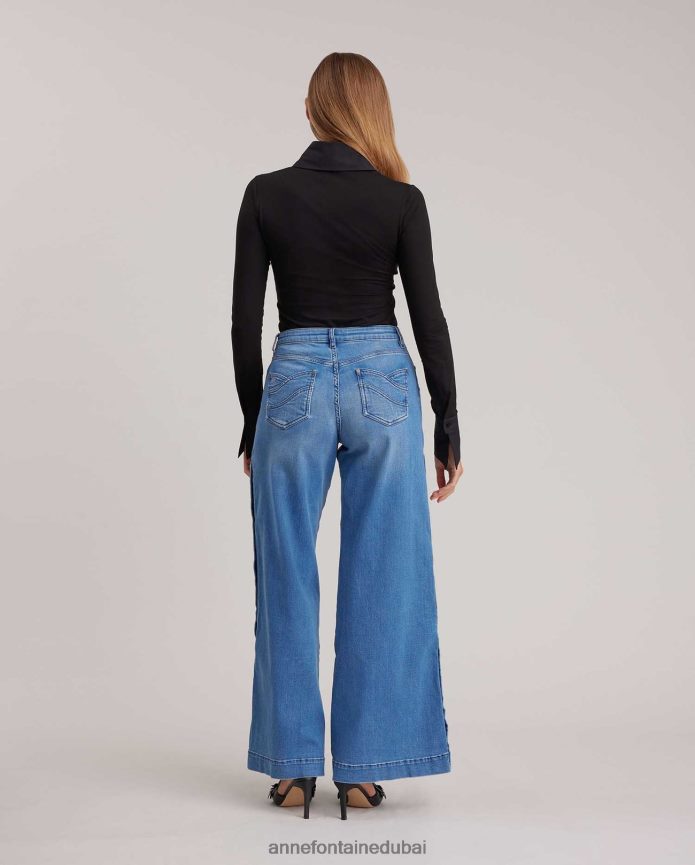 ملابس عبد اللطيف Anne Fontaine نحيف قميص أرمانتين قميص قطني بأكمام طويلة وأزرار سفلية أسود T622DL232