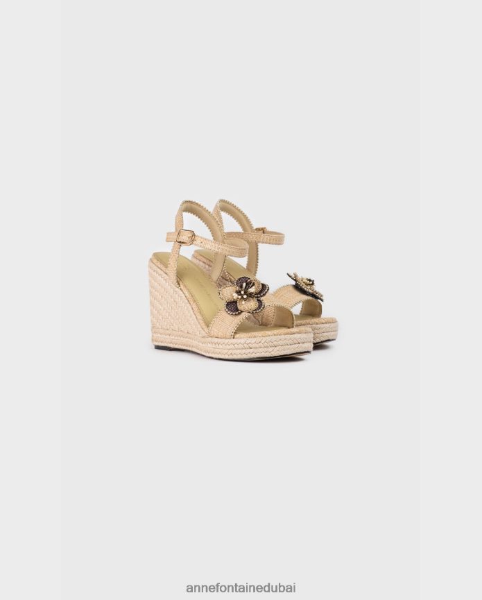 أحذية عبد اللطيف Anne Fontaine نحيف صندل أونكا إسبادريل إسبادريل من الجوت الطبيعي ذهب T622DL25