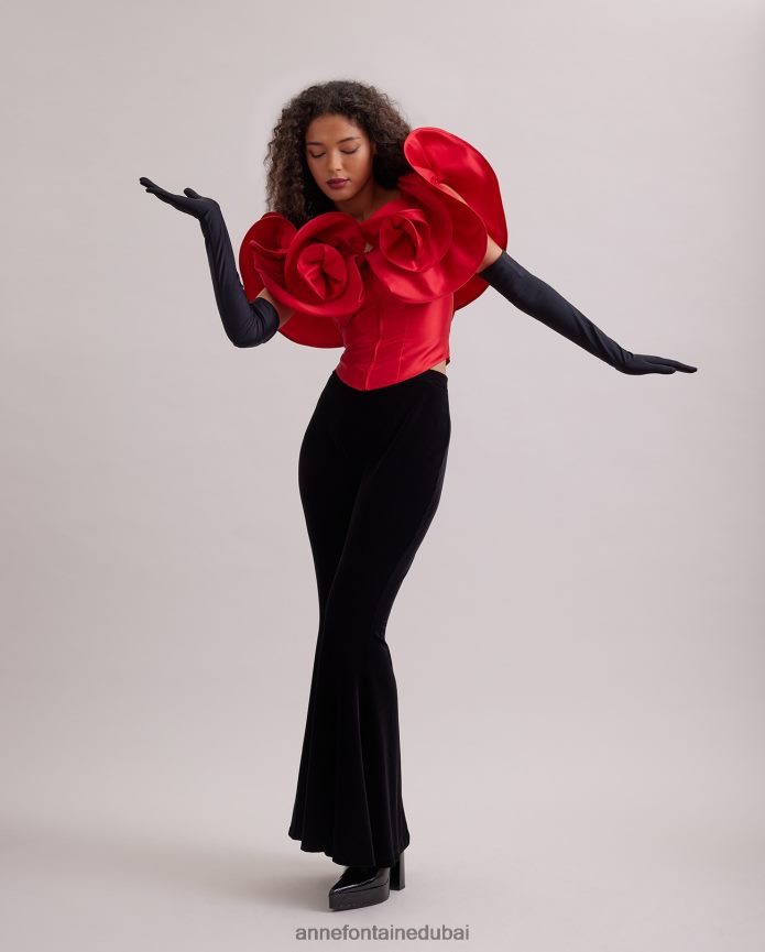 ملابس عبد اللطيف Anne Fontaine نحيف مشد قصيدة أعلى مشد مع الكشكشة مبالغ فيها التانغو الأحمر T622DL254