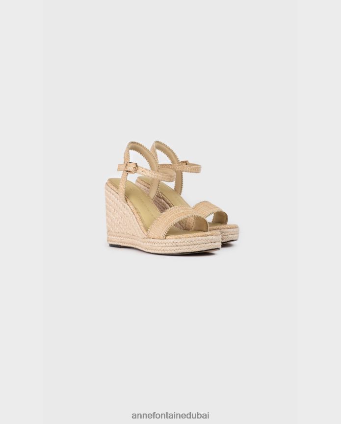 أحذية عبد اللطيف Anne Fontaine نحيف صندل أونكا إسبادريل إسبادريل من الجوت الطبيعي ذهب T622DL25