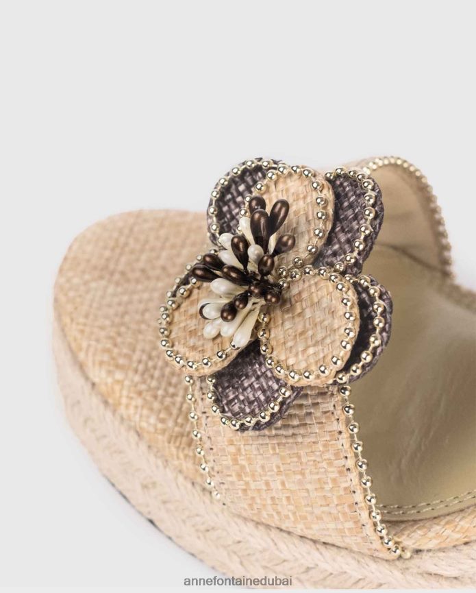 أحذية عبد اللطيف Anne Fontaine نحيف صندل أونكا إسبادريل إسبادريل من الجوت الطبيعي ذهب T622DL25