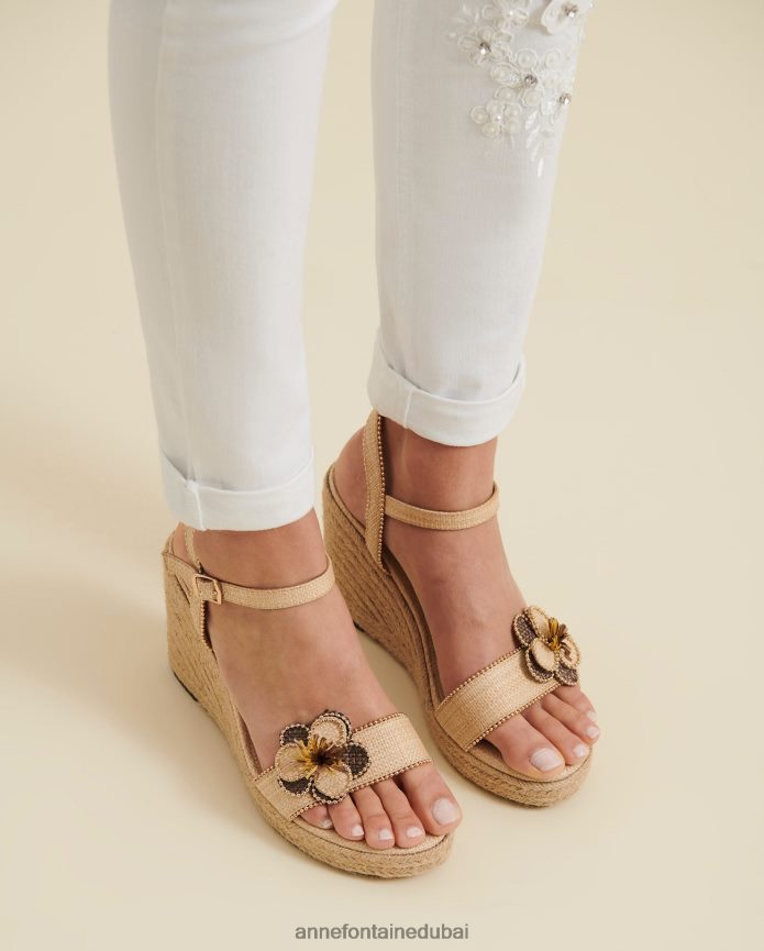 أحذية عبد اللطيف Anne Fontaine نحيف صندل أونكا إسبادريل إسبادريل من الجوت الطبيعي ذهب T622DL25