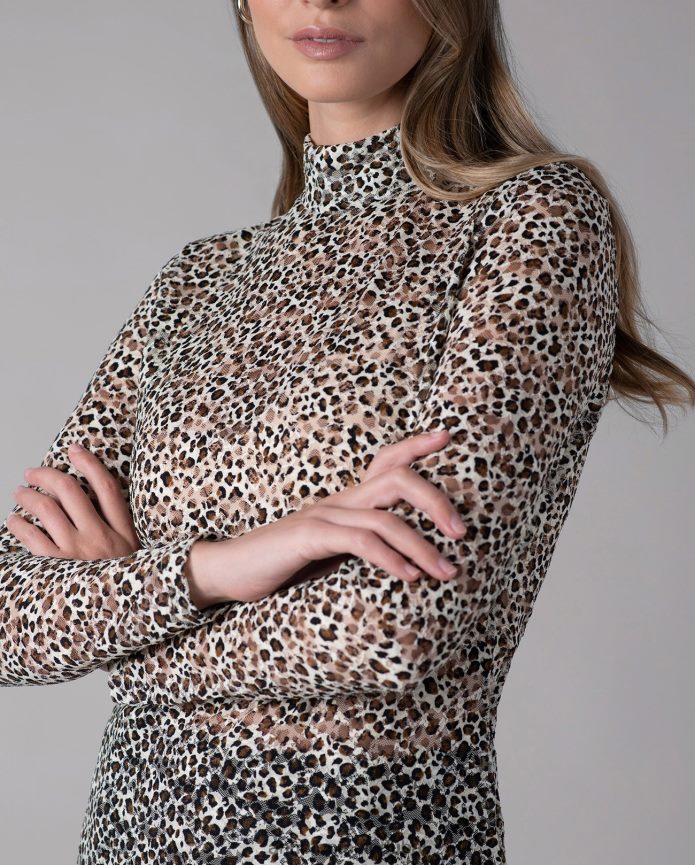 ملابس عبد اللطيف Anne Fontaine نحيف بلوزة ساليمار من الدانتيل الزهري شبه الشفاف بني T622DL291