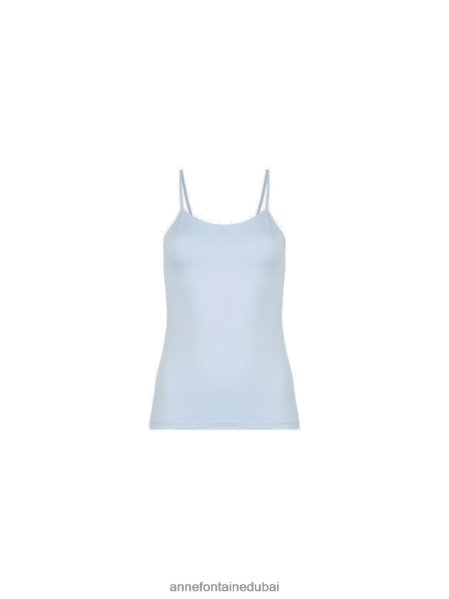 ملابس عبد اللطيف Anne Fontaine نحيف سينتيا بروتيل ريفييرا قميص قصير بحزام رفيع أزرق T622DL297