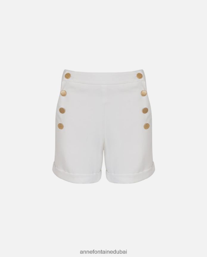 ملابس عبد اللطيف Anne Fontaine نحيف قصيرة وردية مع تفاصيل الزر ذهب ابيض T622DL318