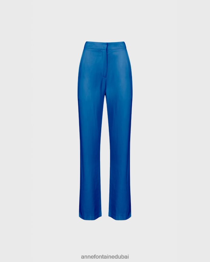 ملابس عبد اللطيف Anne Fontaine نحيف لوريا بانت السراويل الشاهقة واسعة الساق أزرق T622DL322