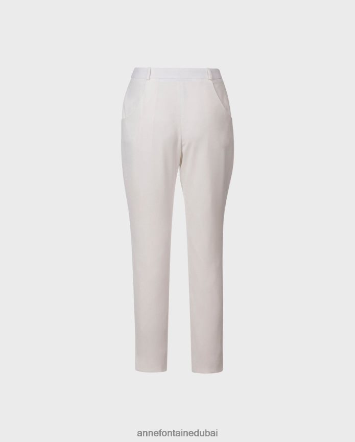 ملابس عبد اللطيف Anne Fontaine نحيف بنطال كرزي خفيف الوزن بطول الكاحل أبيض T622DL331