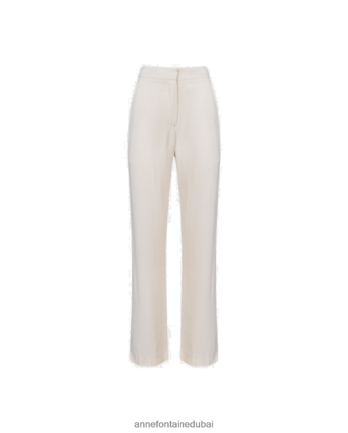 ملابس عبد اللطيف Anne Fontaine نحيف لوريا بانت السراويل الشاهقة واسعة الساق أبيض T622DL334