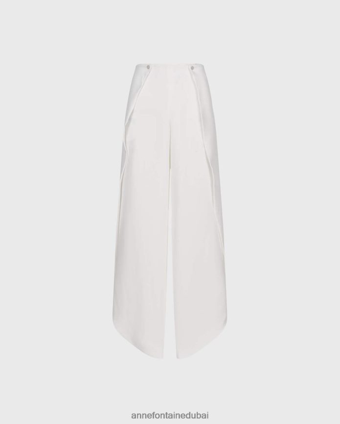 ملابس عبد اللطيف Anne Fontaine نحيف بنطلون ميلدري بانت مون بساق توليب مفتوحة أبيض T622DL340