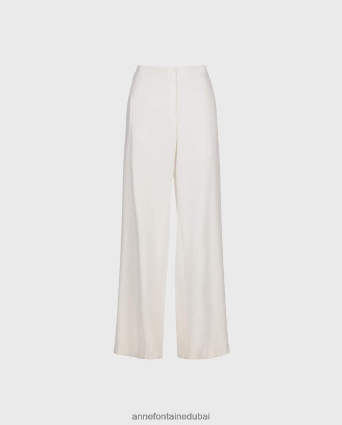 ملابس عبد اللطيف Anne Fontaine نحيف بنطال بريستون واسع الساق أبيض T622DL355