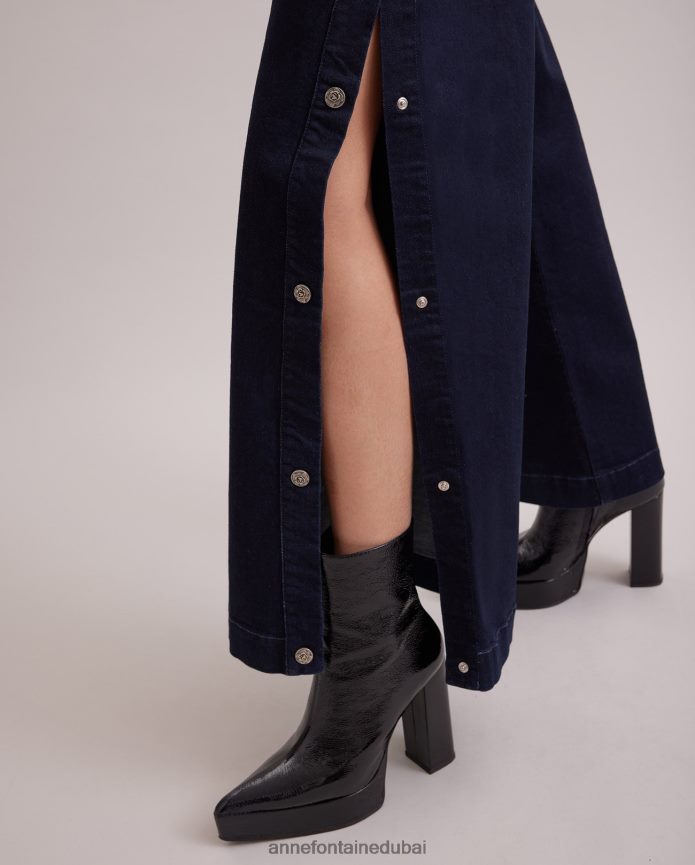 ملابس عبد اللطيف Anne Fontaine نحيف جينز بريسلي مع أزرار كبس على الجانب غسيل الغوامق T622DL361