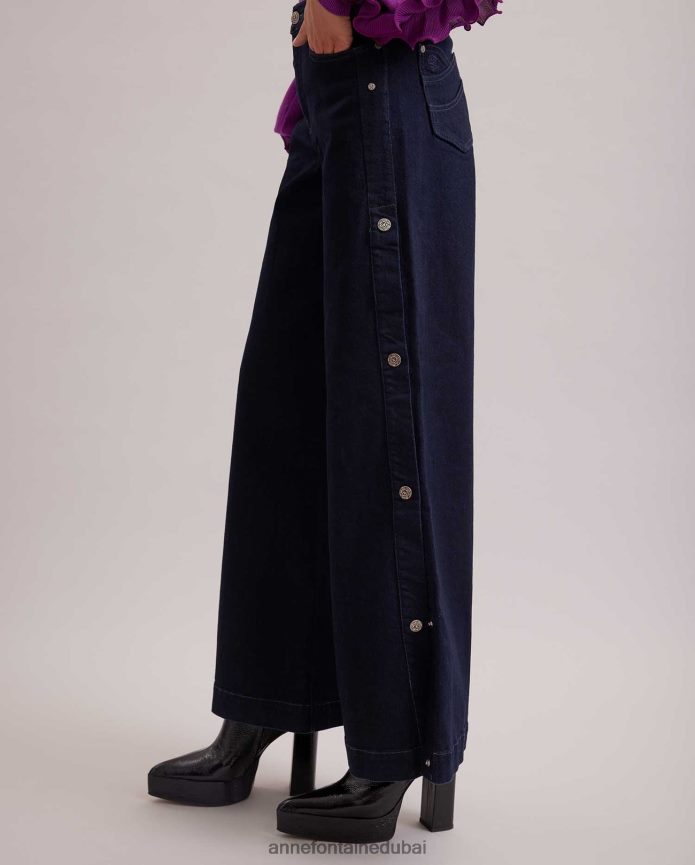 ملابس عبد اللطيف Anne Fontaine نحيف جينز بريسلي مع أزرار كبس على الجانب غسيل الغوامق T622DL361