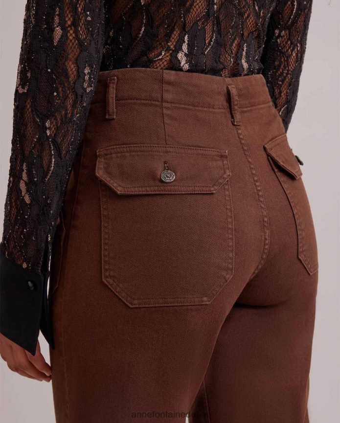 ملابس عبد اللطيف Anne Fontaine نحيف دسيسة بانت بانت اقتصاص الساق على التوالي بني T622DL362