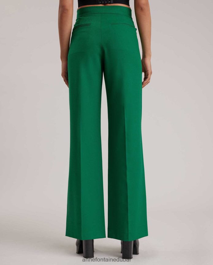 ملابس عبد اللطيف Anne Fontaine نحيف ستانفورد بانت بانت واسعة الساق أخضر T622DL367