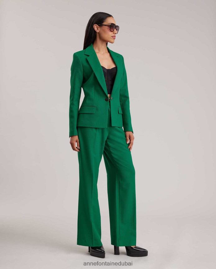 ملابس عبد اللطيف Anne Fontaine نحيف ستانفورد بانت بانت واسعة الساق أخضر T622DL367