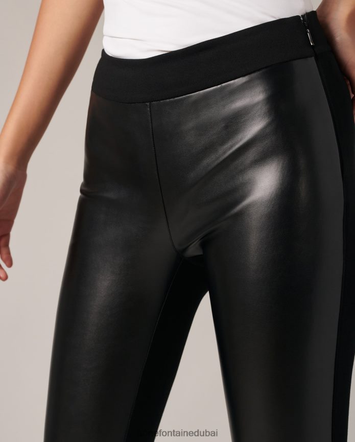 ملابس عبد اللطيف Anne Fontaine نحيف بنطال ضيق من الجلد الصناعي مصنوع من مواد مختلطة أسود T622DL375