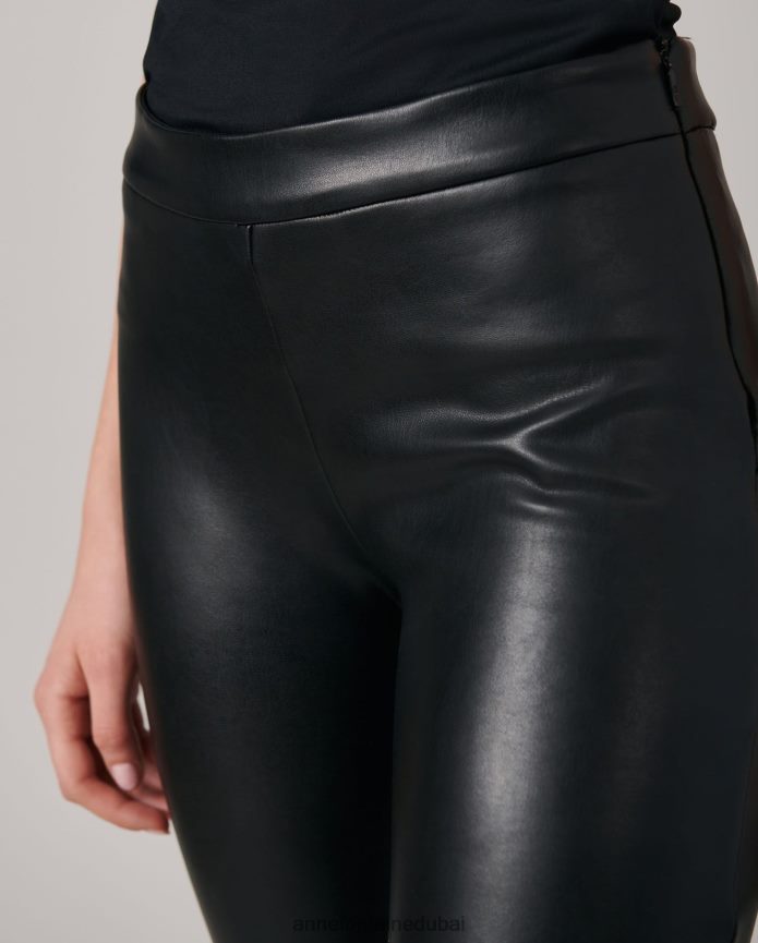 ملابس عبد اللطيف Anne Fontaine نحيف ليجينج فاندي من الجلد الصناعي مع سحاب جانبي أسود T622DL376