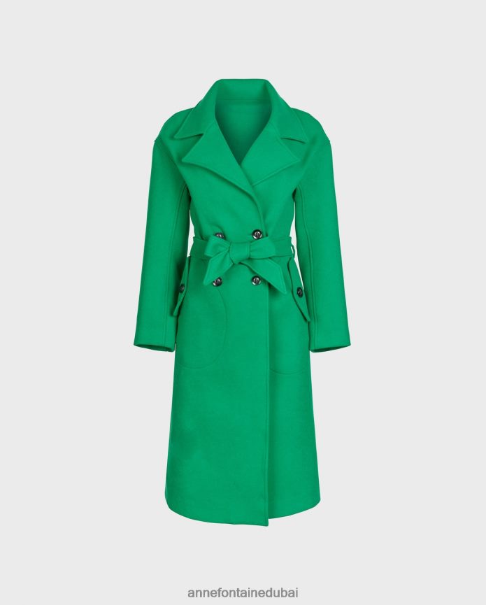 ملابس عبد اللطيف Anne Fontaine نحيف معطف مؤلف من معطف مع ياقة كبيرة مدببة وحزام خصر مربوط نعناع T622DL410