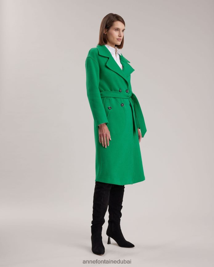 ملابس عبد اللطيف Anne Fontaine نحيف معطف مؤلف من معطف مع ياقة كبيرة مدببة وحزام خصر مربوط نعناع T622DL410