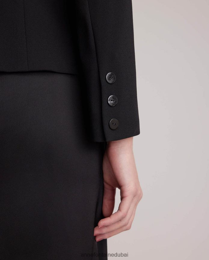 ملابس عبد اللطيف Anne Fontaine نحيف سترة ذكية مصممة سترة سهرة بزر واحد أسود T622DL413