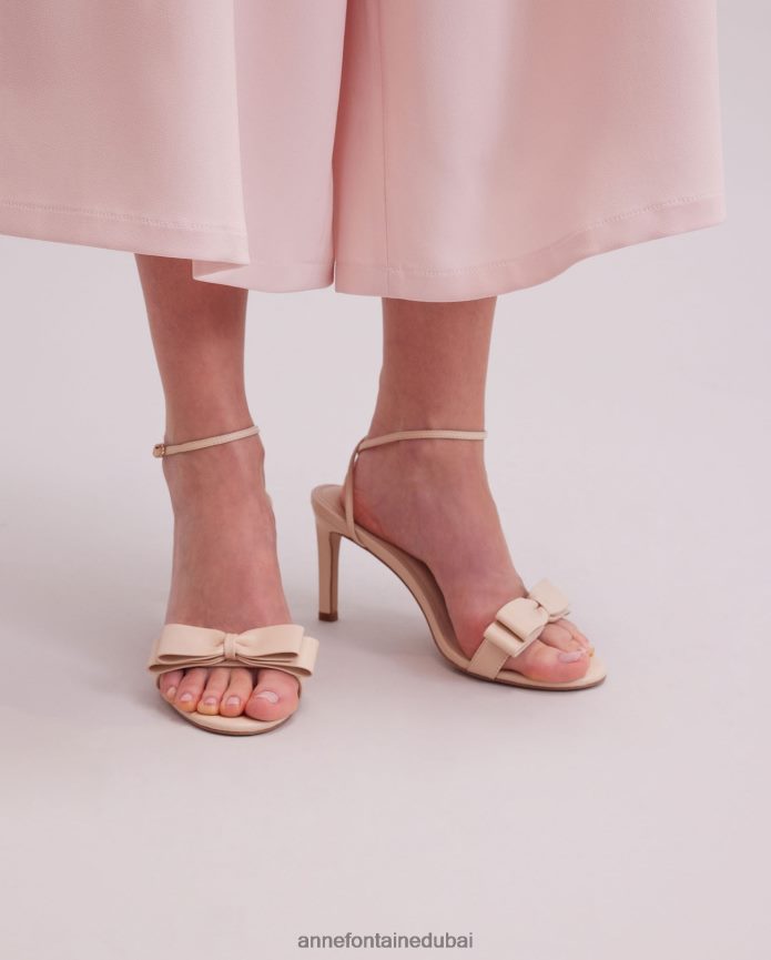 أحذية عبد اللطيف Anne Fontaine نحيف كعب ماريا بكعب عالٍ مع تفاصيل فيونكة اللون البيج T622DL41