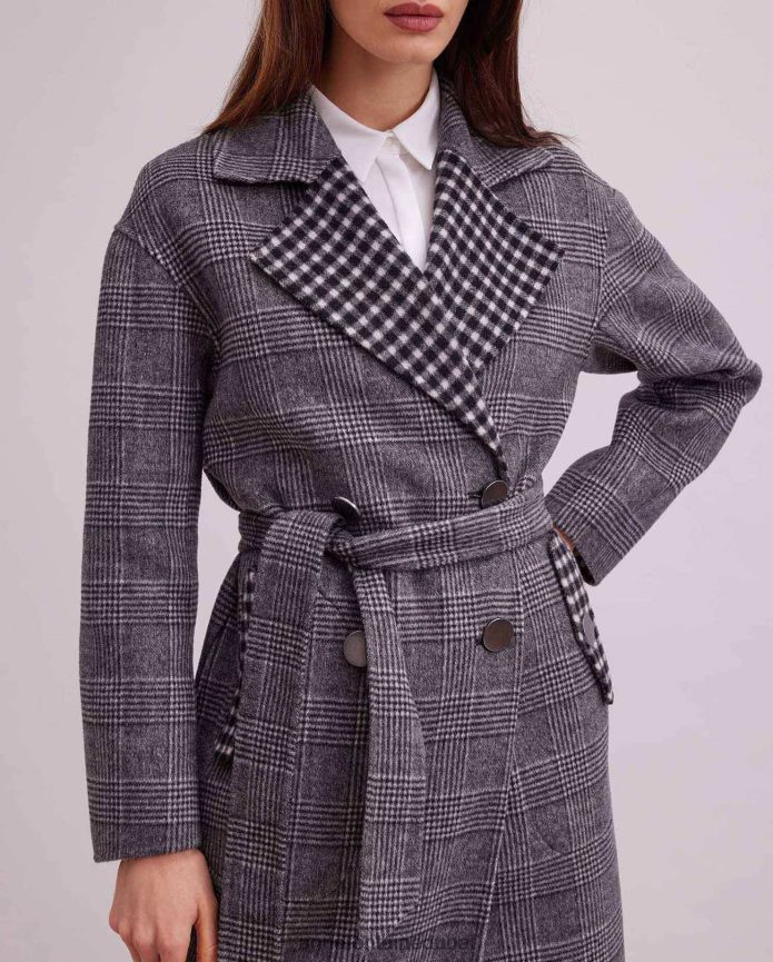 ملابس عبد اللطيف Anne Fontaine نحيف معطف فيليسي بطول الركبة ومعطف منقوش على الوجهين أنيق T622DL423