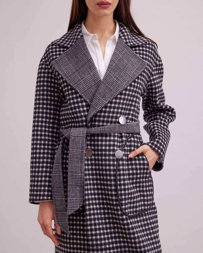 ملابس عبد اللطيف Anne Fontaine نحيف معطف فيليسي بطول الركبة ومعطف منقوش على الوجهين أنيق T622DL423